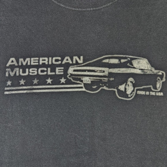 American‎ Muscle Car Tee M USA Flag Tag Classic Charger Graphic Black T-Shirt - Picture 2 of 7